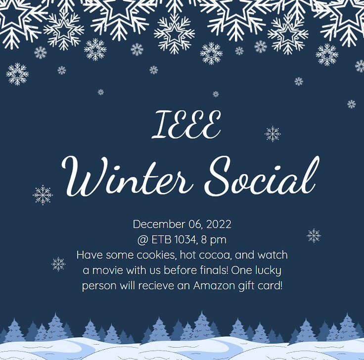 Howdy Instagram 🤠 Tomorrow, we will be having a Winter Social ☃️ Come join us for cookies, hot cocoa, and a movie! Word on the street is, Santa has a gift for a special someone 🎅 🎁 We will be at ETB 1034 at 8 pm, see you there!